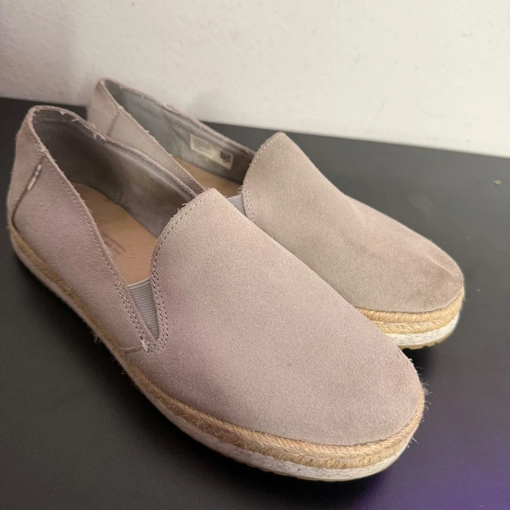 TOMS Palma Suede Platform‎ Espadrille Slip On Jute Shoes Womens 10 Minimalist